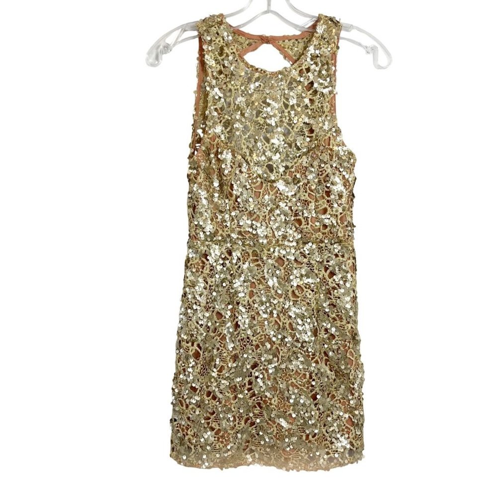 NEW X by NBD Gold Sequin Maway Mini Dress Open Back Cocktail Revolve - Size XS